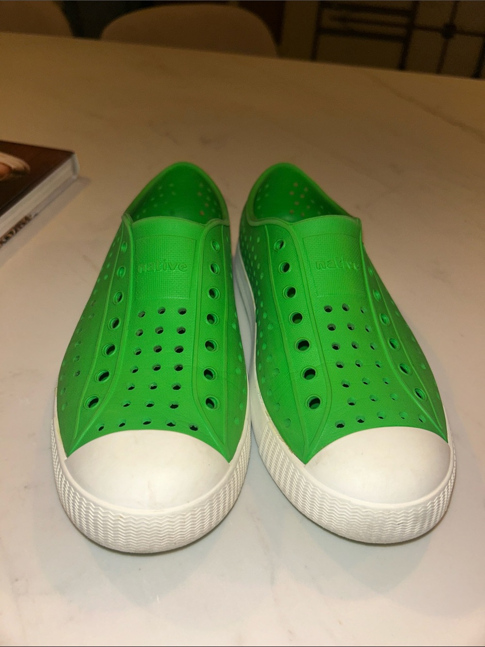 Native Kids Green Slip-On Water Shoes with White Toe Caps